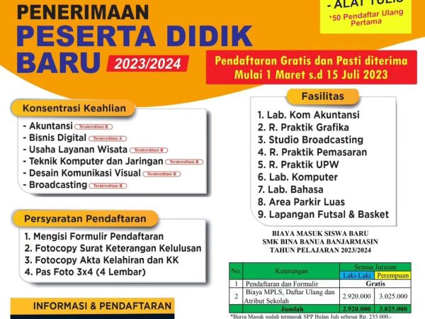 PPDB SMK Bina Banua Banjarmasin 2023 Sudah Dibuka !!!
